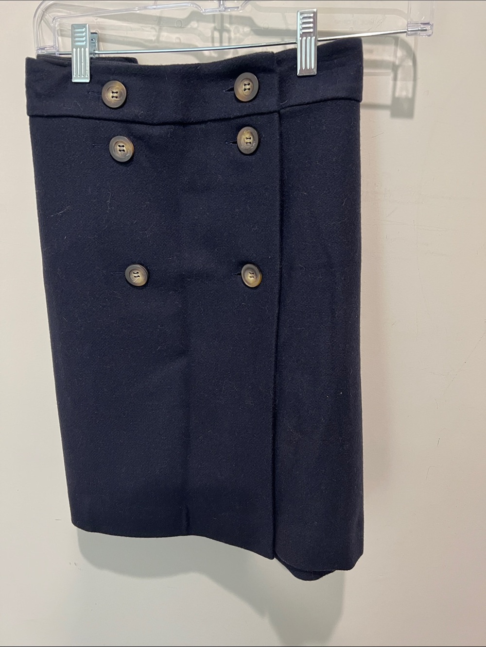 Boden Double-Breasted Navy Wool Blend Skirt